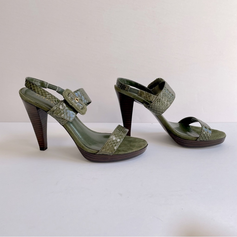 Ralph Lauren olive suede and snakeskin sandals, sz6
